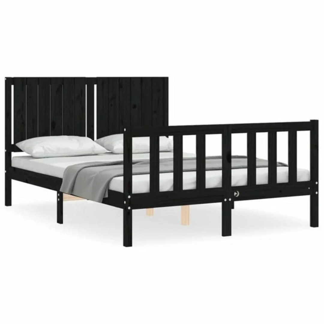 DOTMALL Bett Bettgestell mit Kopfteil, 140x200 cm, Schwarz, Massivholz günstig online kaufen