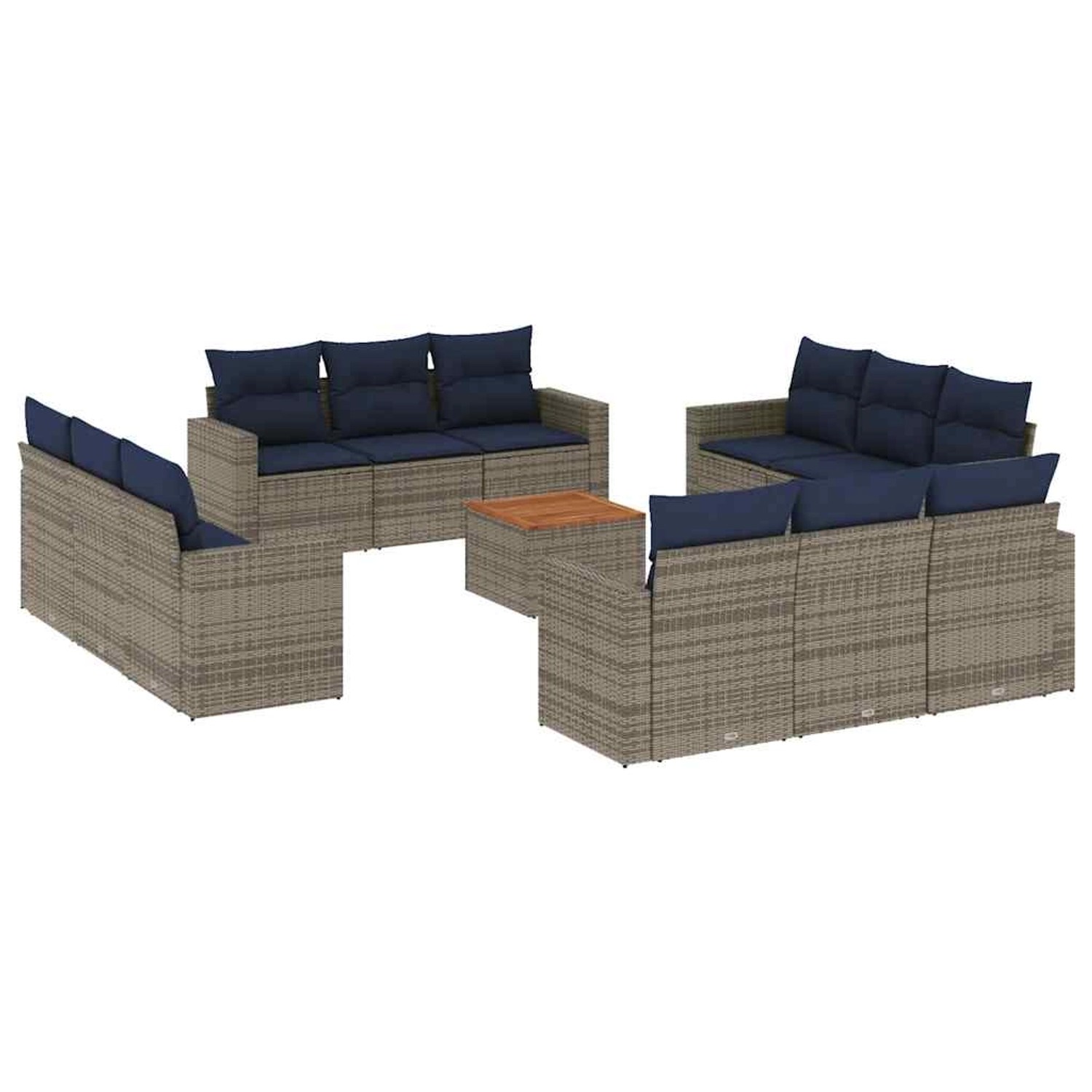 vidaXL 13-Tlg Garten-Sofagarnitur mit Kissen Grau Poly Rattan 3256390 günstig online kaufen