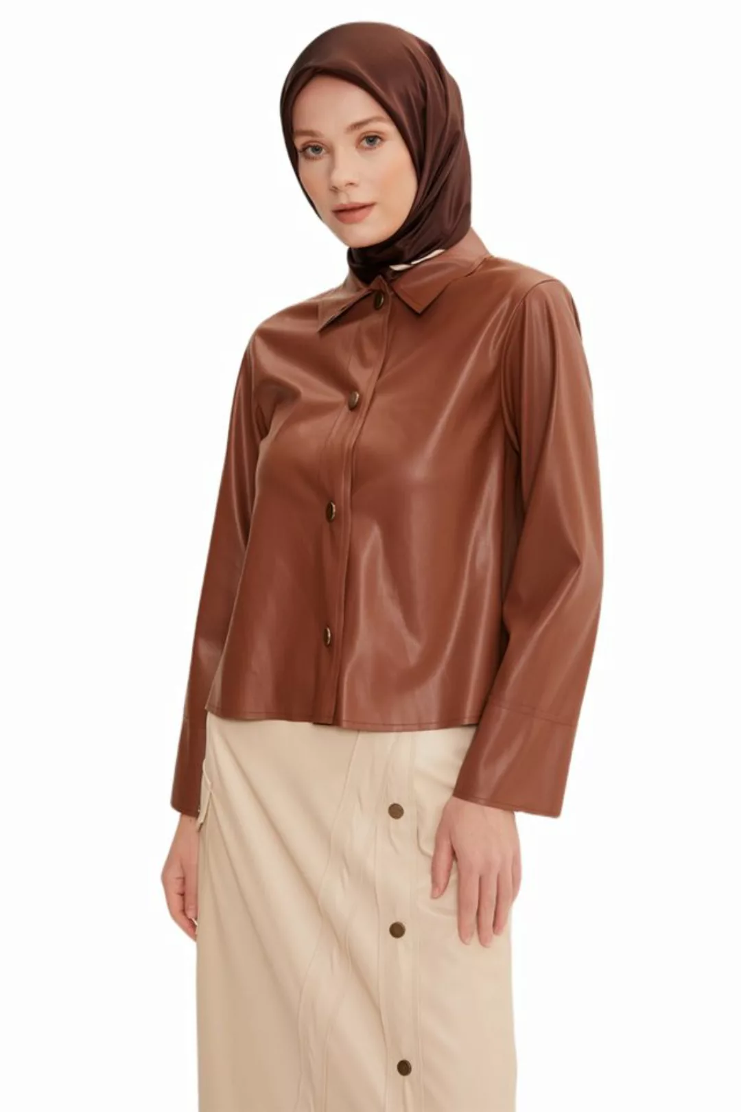 ARMİNE Blusenjacke Kurze Lederjacke Armine – Moderne und elegante Hijab-Mod günstig online kaufen