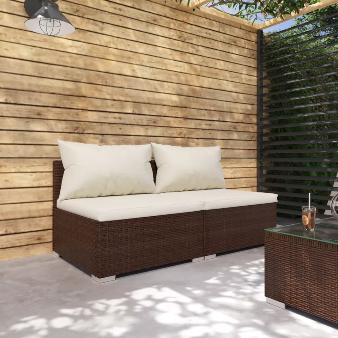 Vidaxl 2-tlg. Garten-lounge-set Mit Kissen Poly Rattan Braun günstig online kaufen