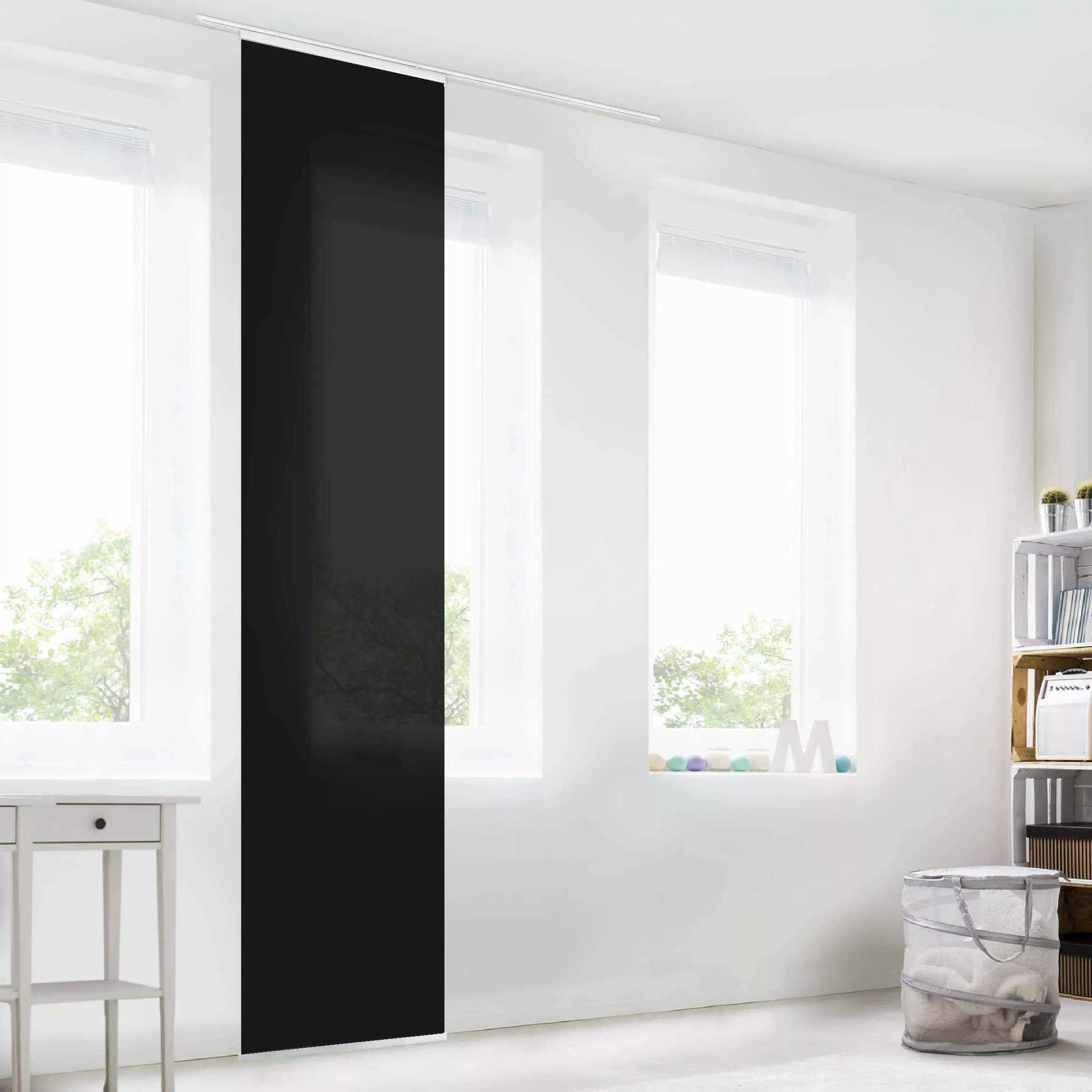 Bilderdepot24 Schiebegardine modern Flächenvorhang blickdicht Tiefschwarz, günstig online kaufen