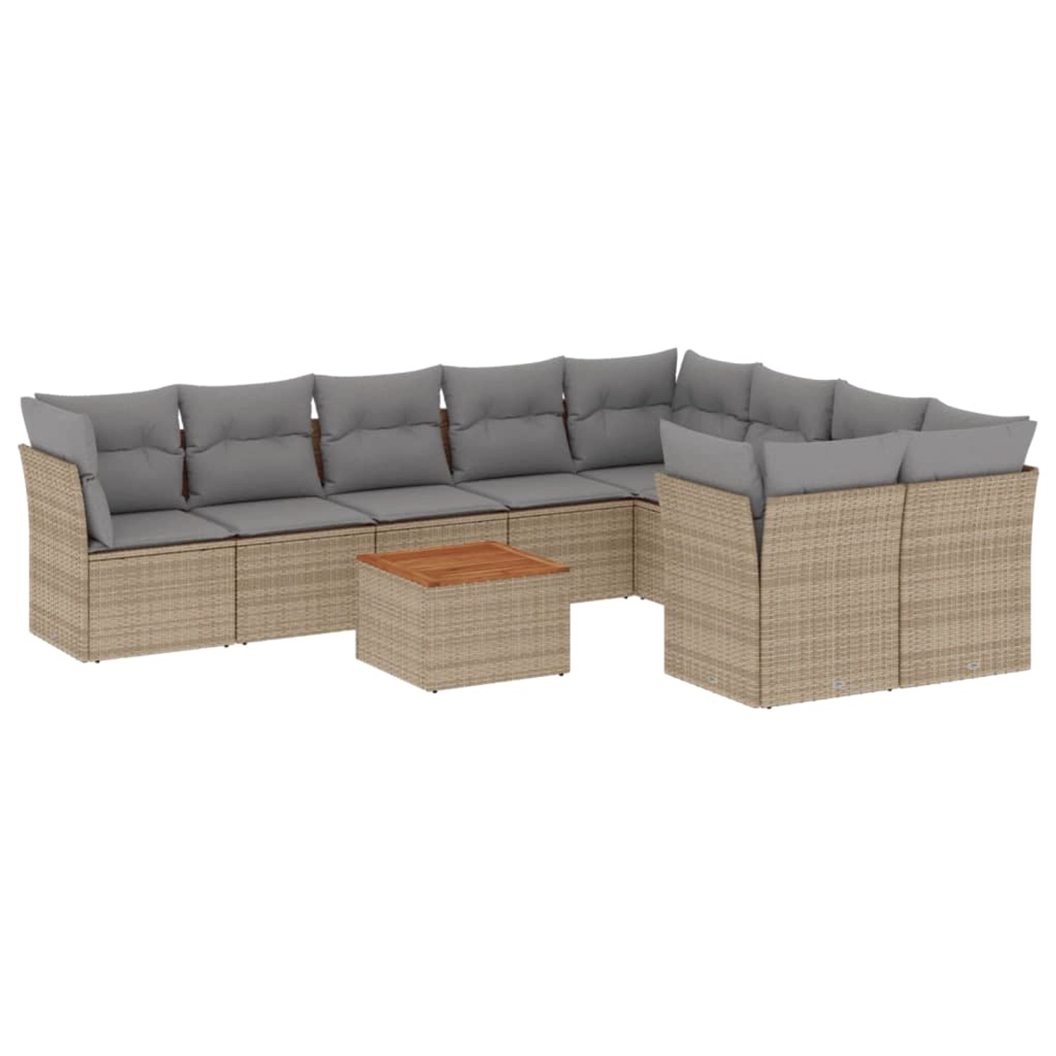 vidaXL 10-Tlg Garten-Sofagarnitur mit Kissen Beige Poly Rattan 3256150 günstig online kaufen