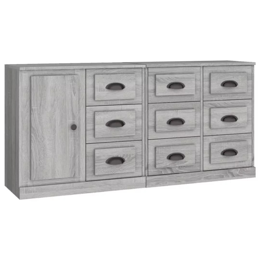 Vidaxl Sideboards 3 Stk. Grau Sonoma Holzwerkstoff günstig online kaufen