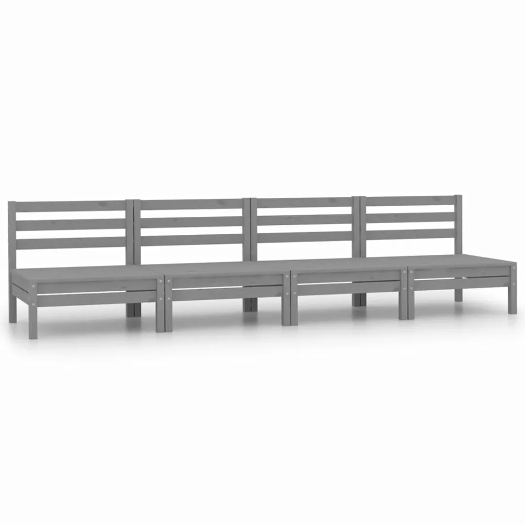 4-tlg. Garten-lounge-set Grau Kiefer Massivholz günstig online kaufen