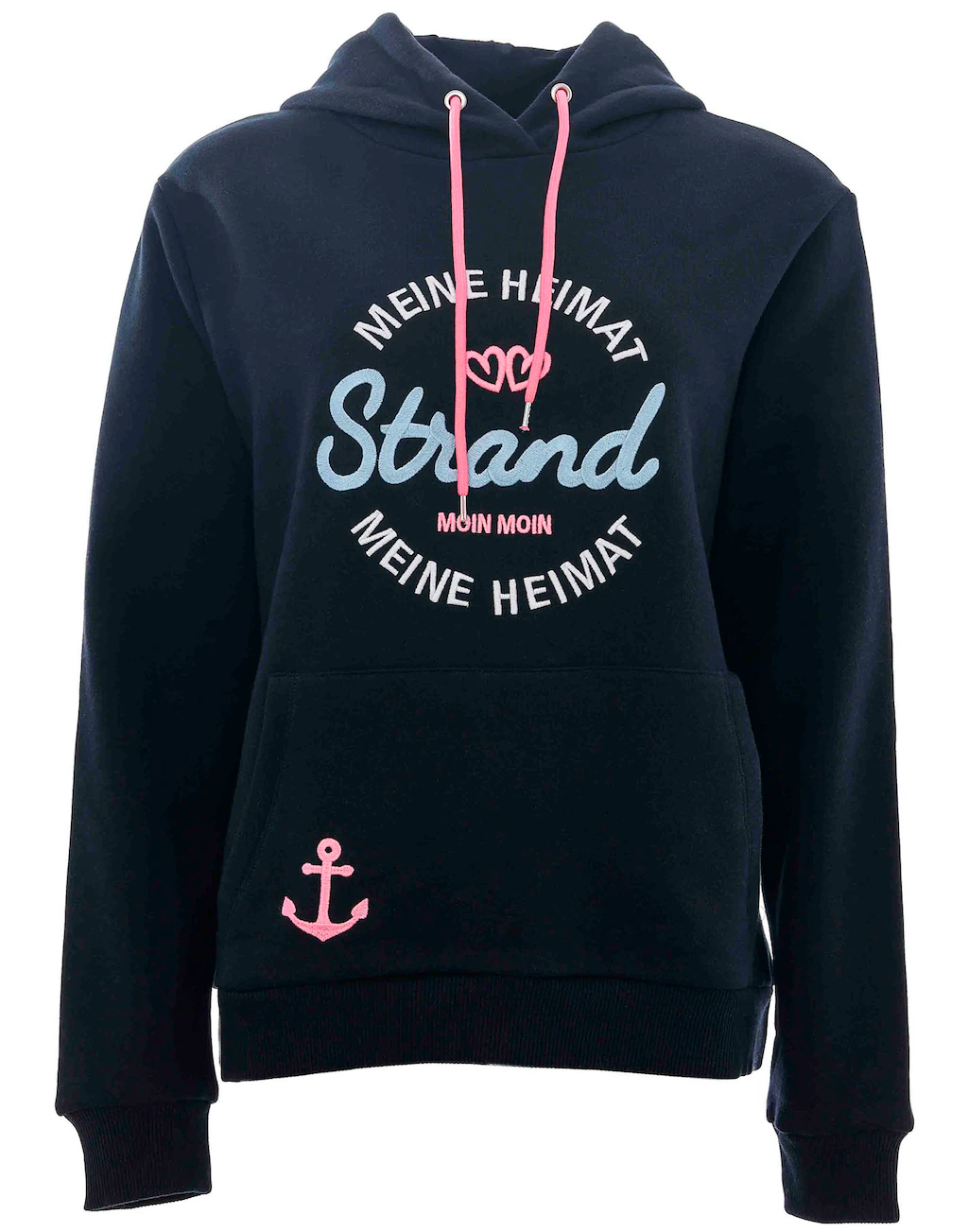 Zwillingsherz Sweatshirt, mit neonfarbenen Kordeln und aufgesticktem "Stran günstig online kaufen