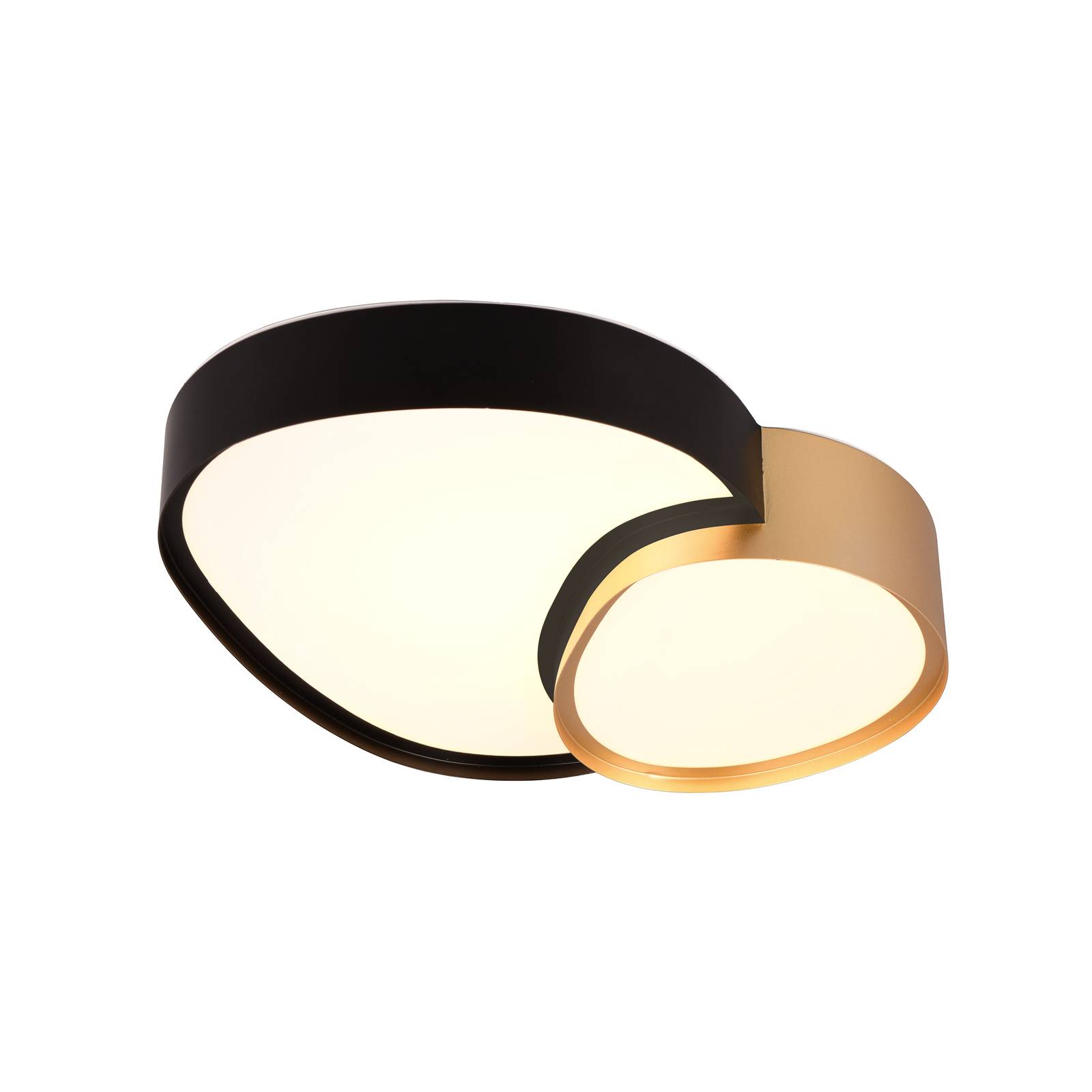 LED-Deckenlampe Rise, schwarz-gold, 43 x 36 cm, CCT, dimmbar günstig online kaufen
