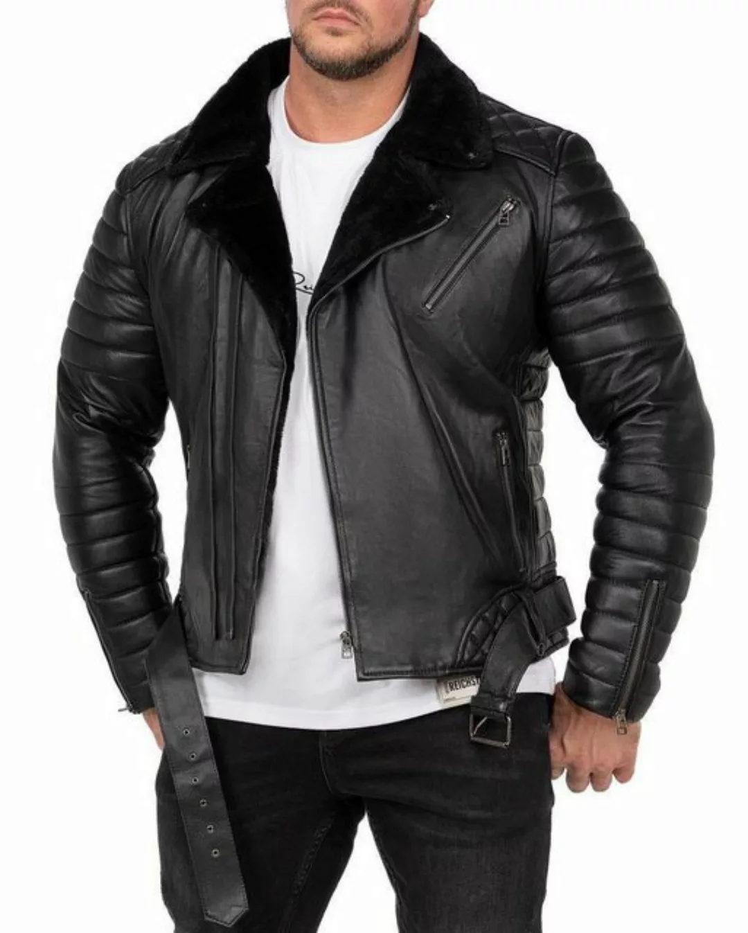 Reichstadt Bikerjacke Herren Kunstleder Jacke RS008 (1-St) gefüttert mit St günstig online kaufen