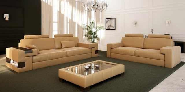 JVmoebel Sofa Luxus Ledersofa Sofagarnitur 3+2+1 Polstermöbel Neu, Made in günstig online kaufen