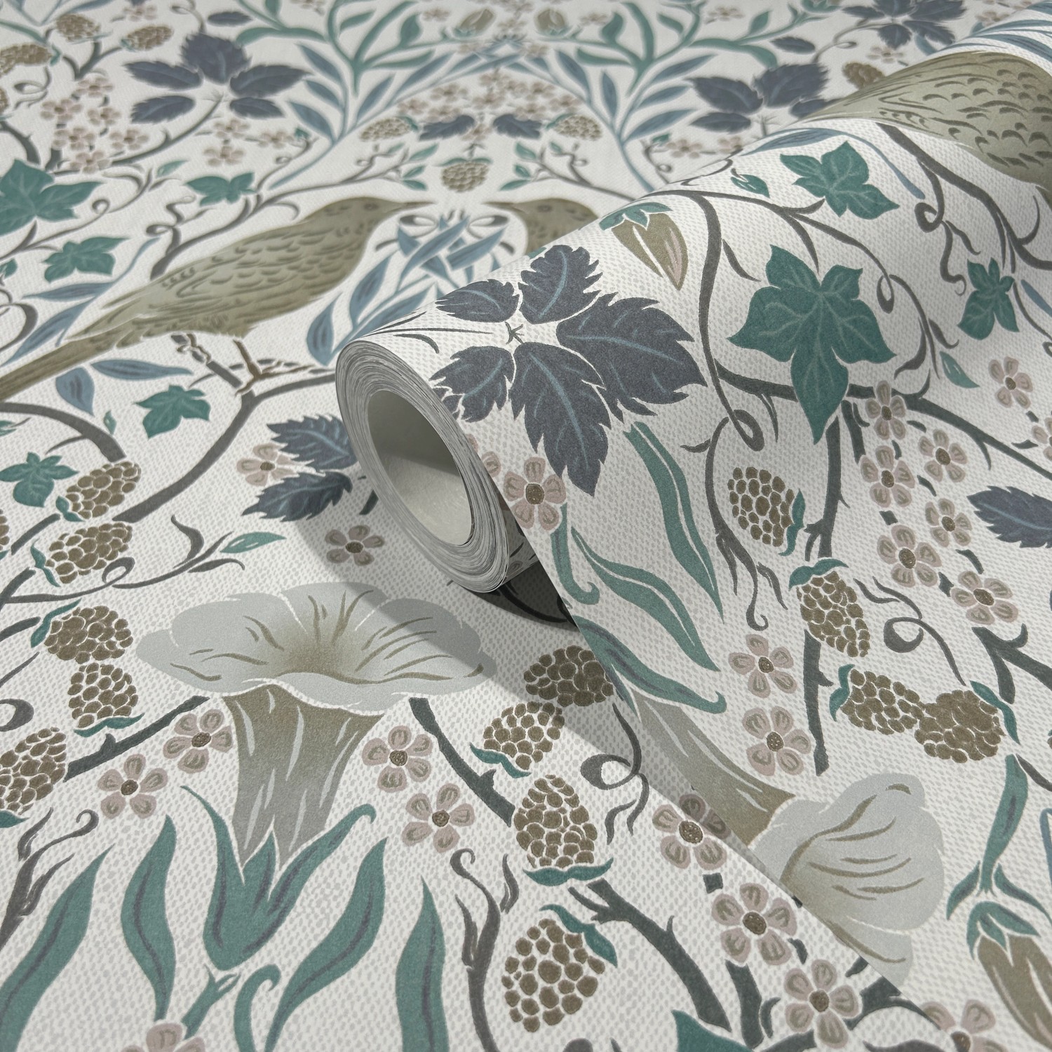 Marburg Vliestapete Blätter und Vögel Floral Modern 10,05 m x 0,53 m Weiß-G günstig online kaufen