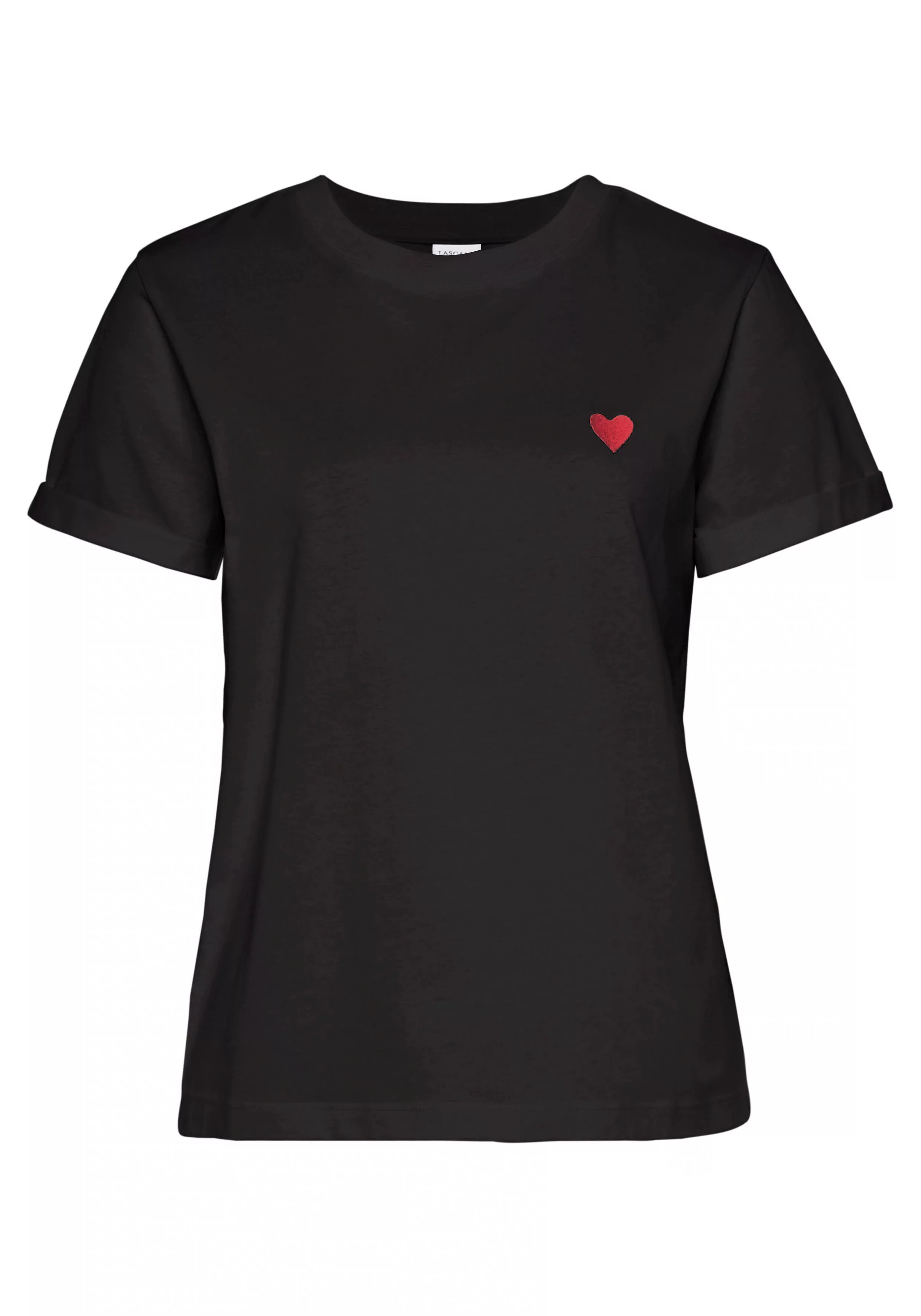 LASCANA T-Shirt, mit süßer Herz-Stickerei, Kurzarmshirt aus Baumwolle günstig online kaufen