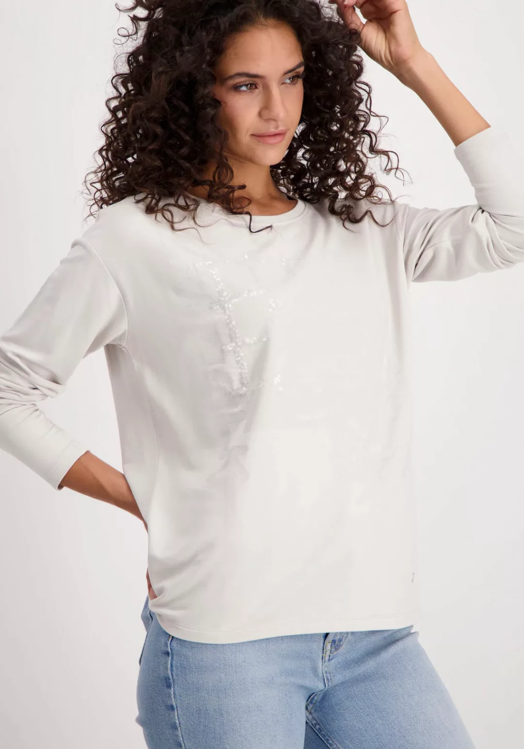 Monari Rundhalsshirt, mit glänzendem Frontprint günstig online kaufen