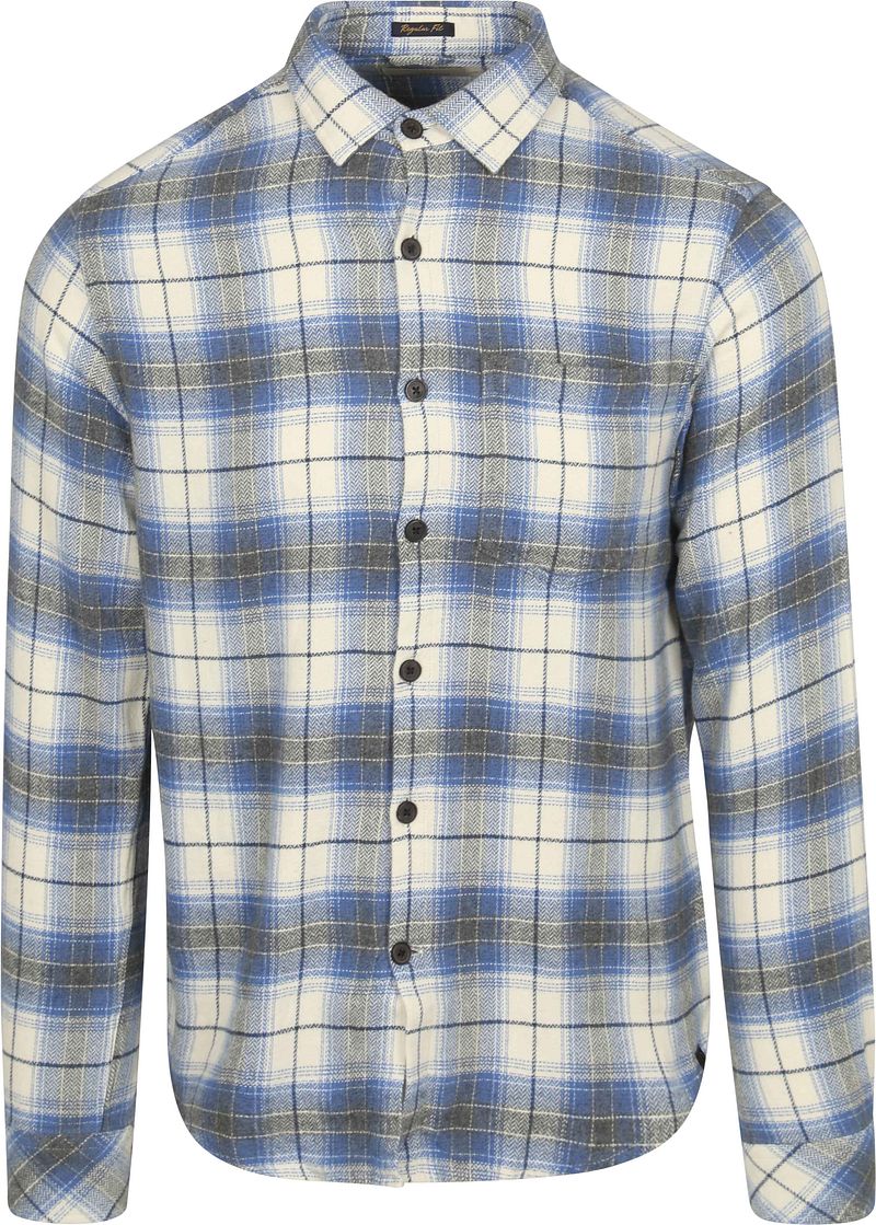 Dstrezzed Hemd Stein Flanel Karos Blau - Größe L günstig online kaufen