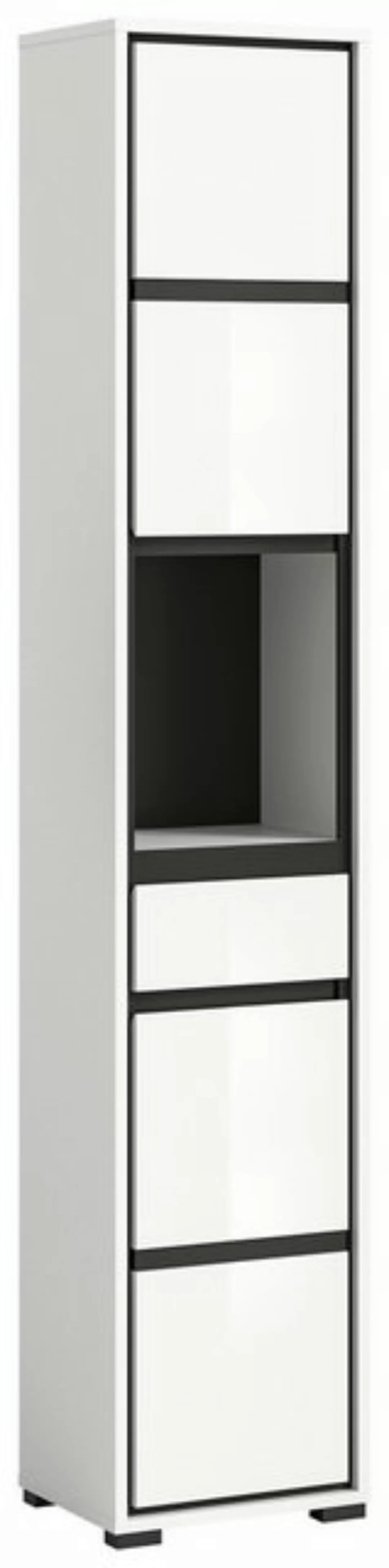 freiraum Hochschrank Jaru in Weiß Hochglanz - 35x190x31cm (BxHxT) günstig online kaufen