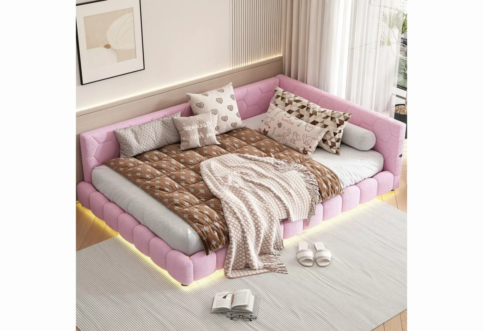 Ulife Schlafsofa Polsterbett Kinderbett mit 16 Farben Umgebungslicht, USB-A günstig online kaufen