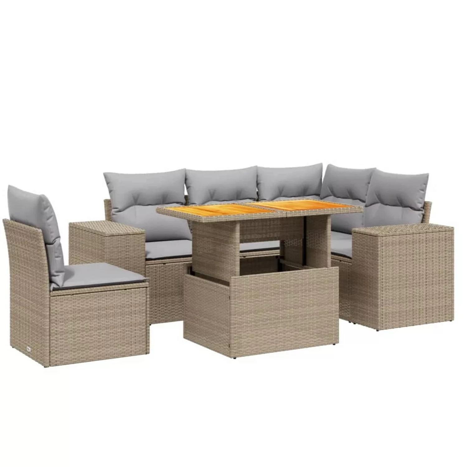 vidaXL 6-tlg Garten-Sofagarnitur mit Kissen Beige Poly Rattan Modell 333 günstig online kaufen