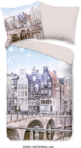 good morning Wendebettwäsche »Amsterdam Houses«, (2 tlg.), 100% Baumwolle/ günstig online kaufen