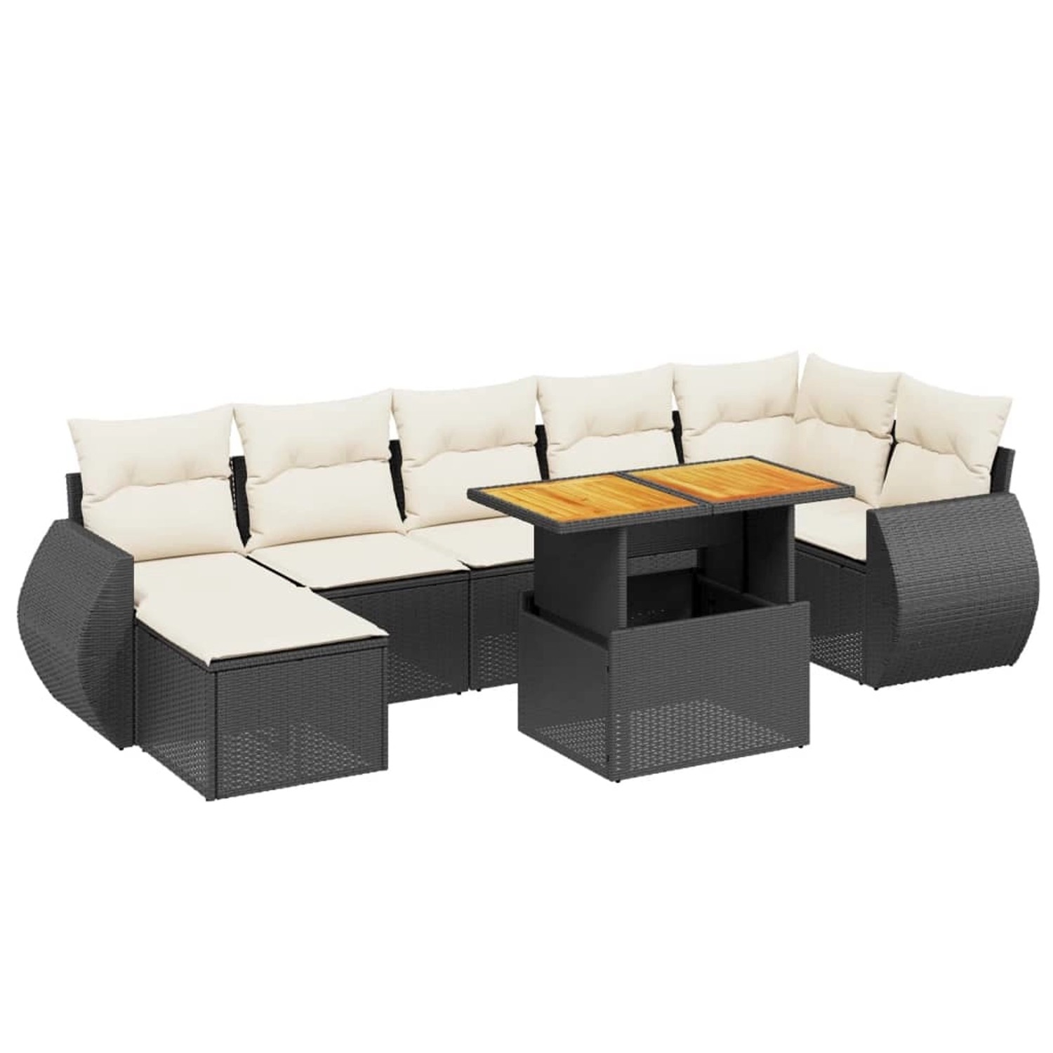 vidaXL 8-Tlg Garten-Sofagarnitur mit Kissen Schwarz Poly Rattan 3275821 günstig online kaufen