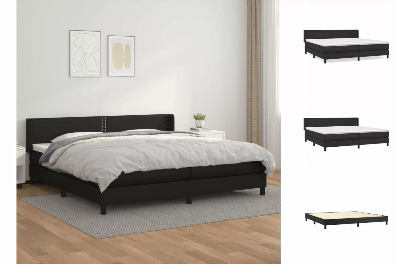 vidaXL Bettgestell Boxspringbett mit Matratze Schwarz 200x200 cm Kunstleder günstig online kaufen