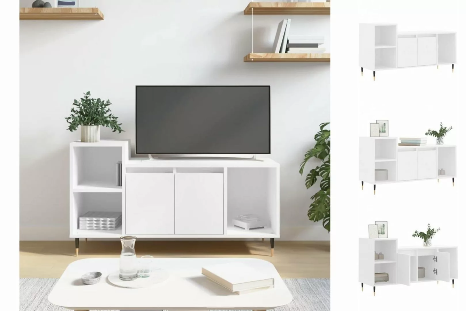 vidaXL TV-Schrank TV-Schrank Weiß 100x35x55 cm Holzwerkstoff TV-Lowboard Fe günstig online kaufen