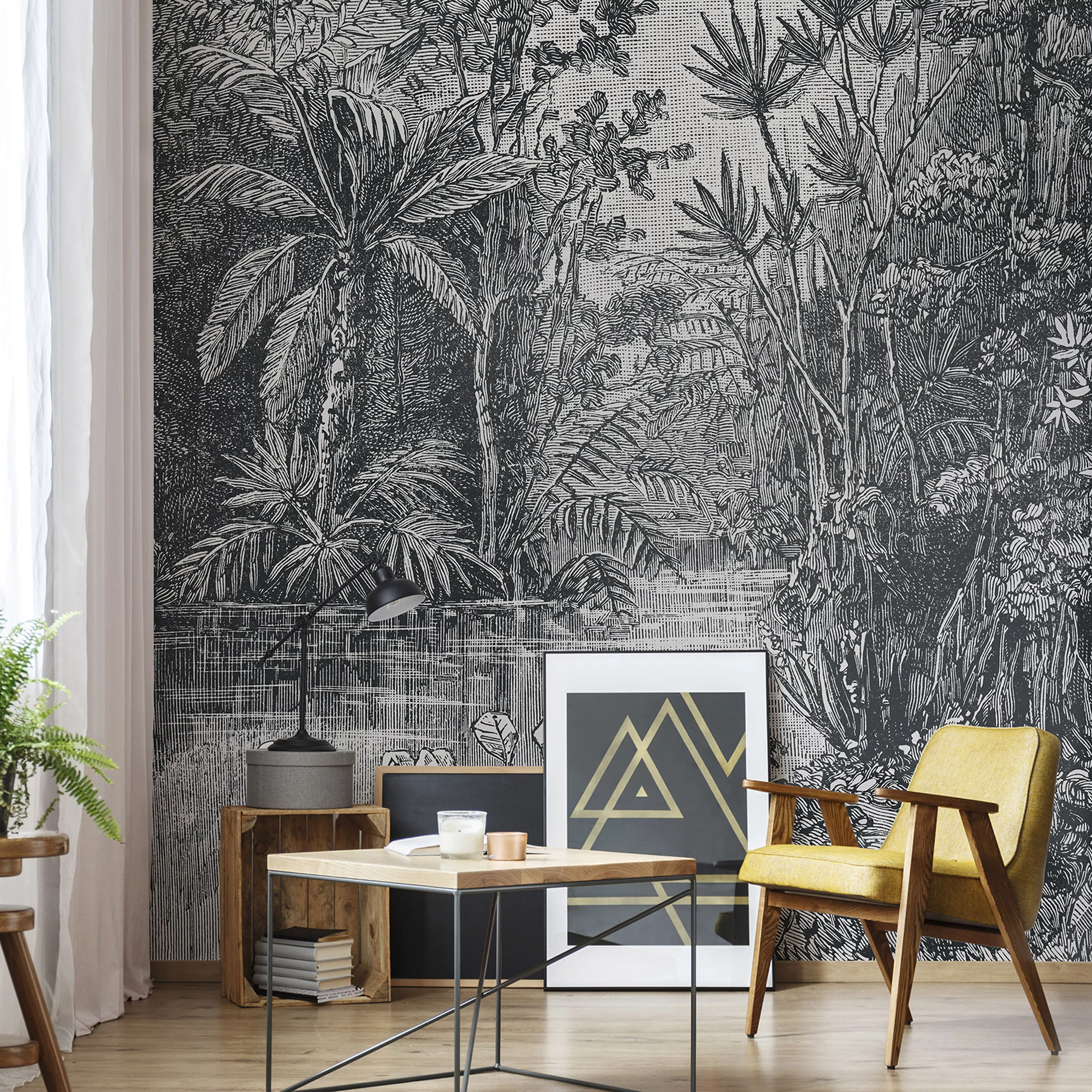Art for the Home Fototapete Jungle zwart - wit 280 x 200 cm günstig online kaufen