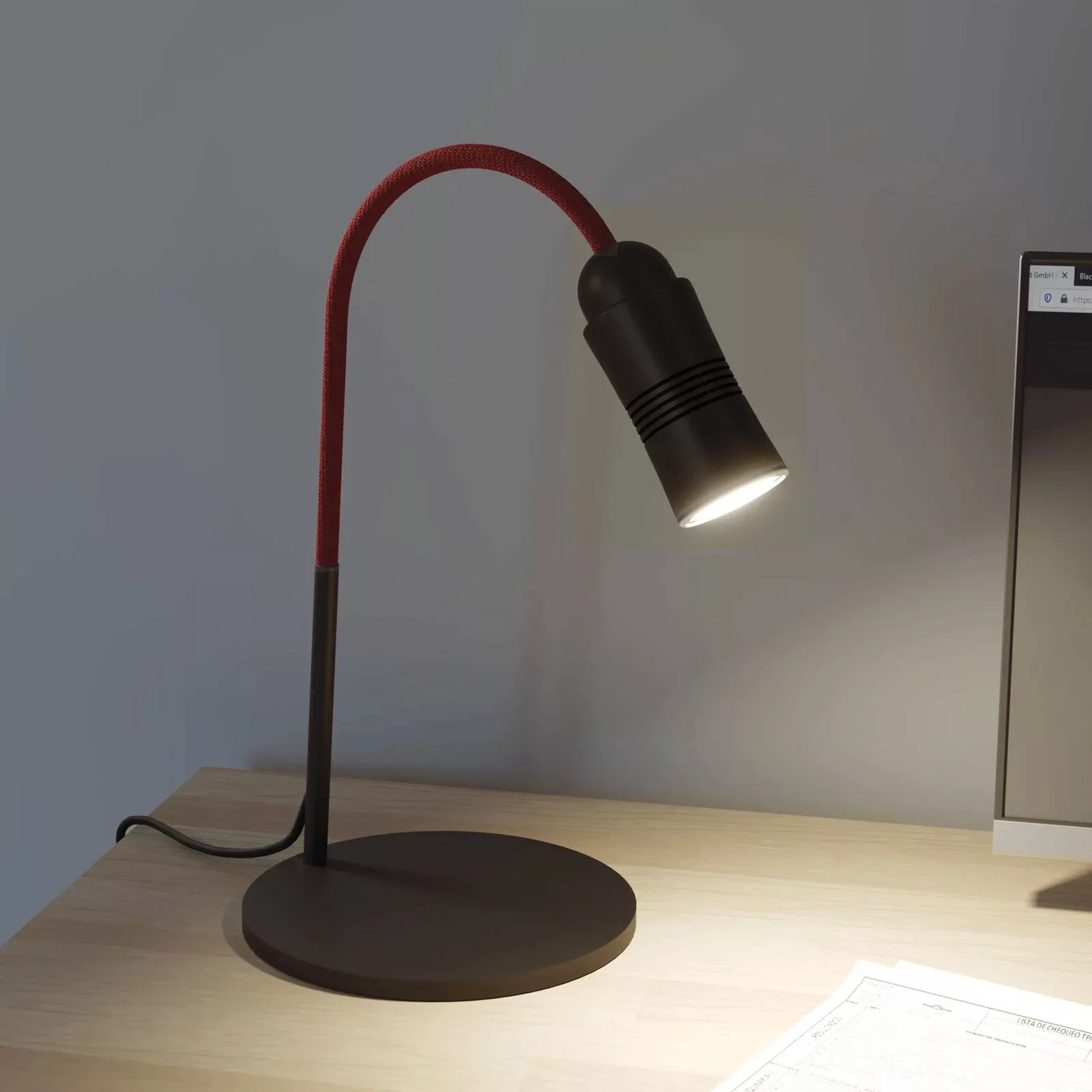 Neo! Table LED-Tischlampe dimmbar schwarz/rot günstig online kaufen