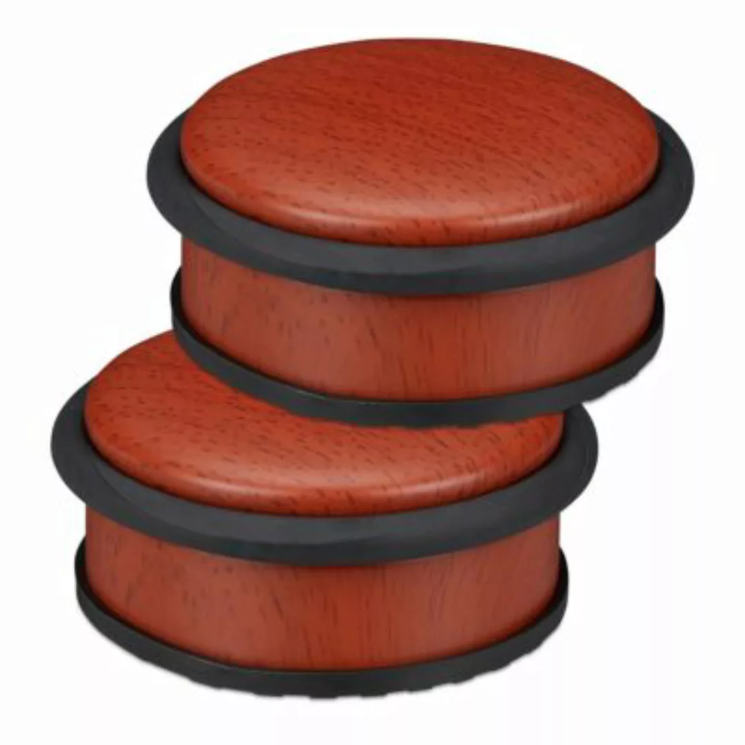 relaxdays 2 x Türstopper Holzoptik rot/braun günstig online kaufen