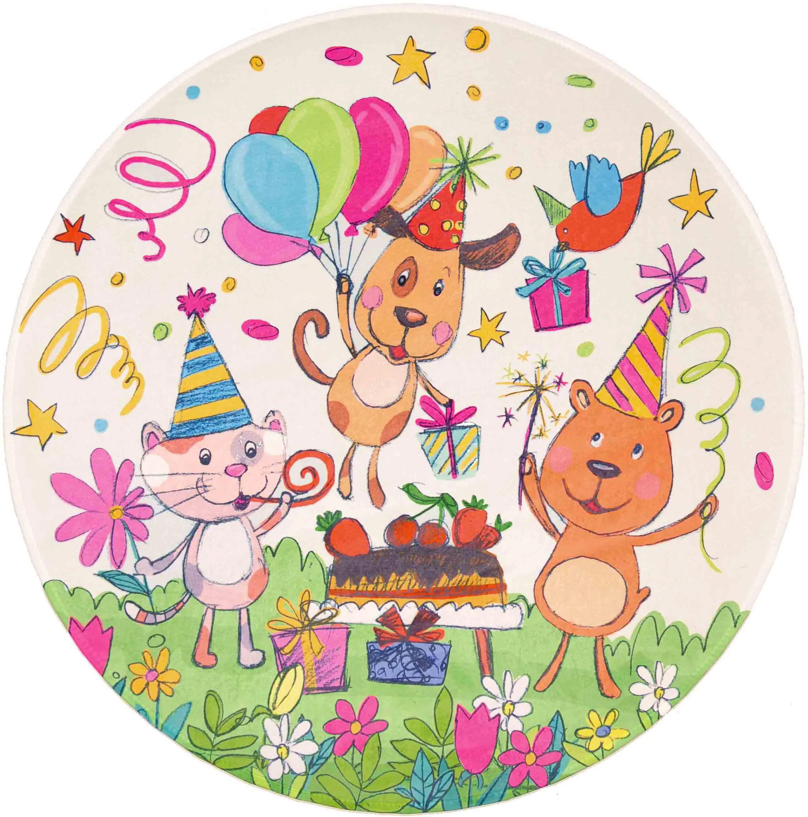 Böing Carpet Kinderteppich »Lovely Kids 418«, rund, Motiv Geburtstagsparty, günstig online kaufen