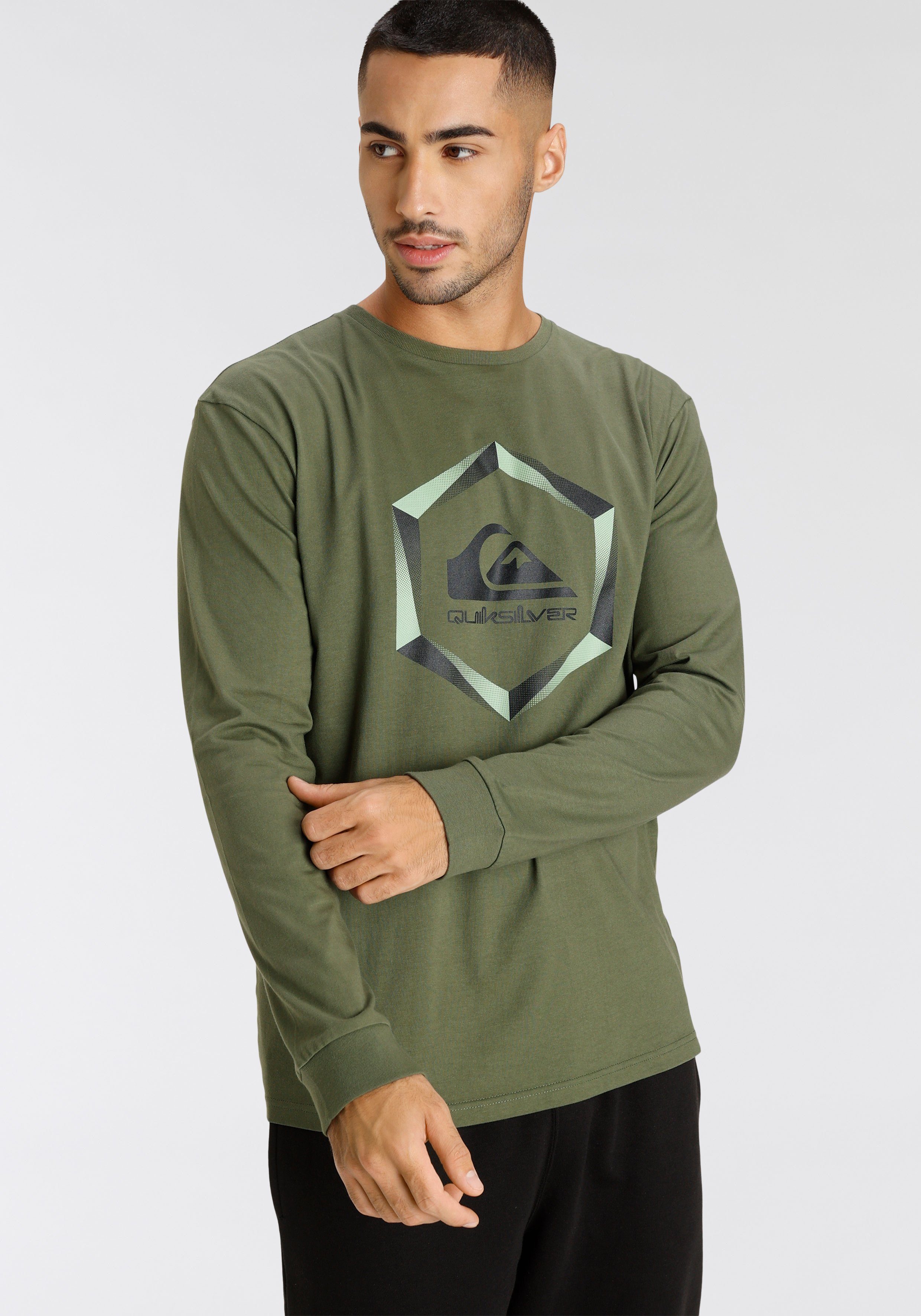 Quiksilver Langarmshirt Herren Doppelpack mit Logodruck günstig online kaufen