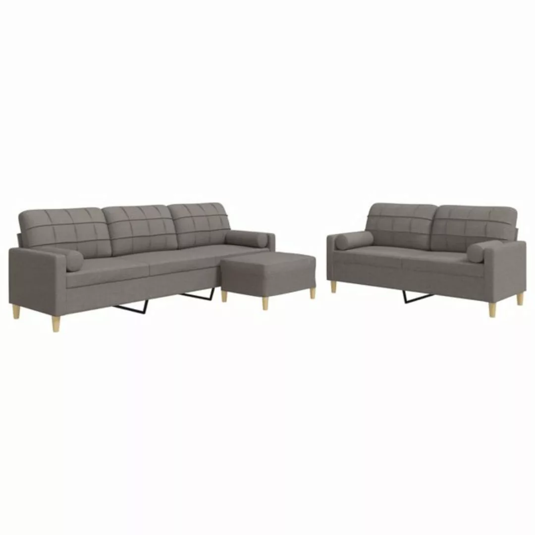 vidaXL Sofa 3-tlg. Sofagarnitur mit Fußhocker & Dekokissen Taupe Stoff günstig online kaufen