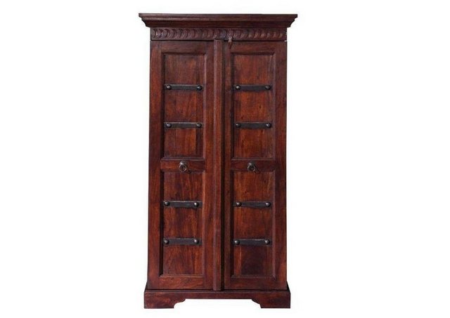 Massivmoebel24 Dreh-/Schwebetürenschrank Schrank Akazie 70x36x133 nougat la günstig online kaufen