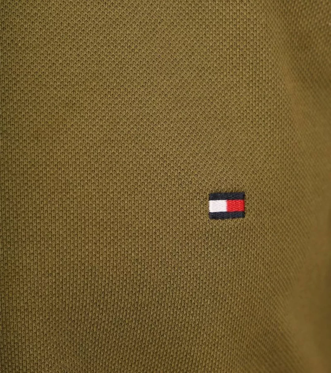 Tommy Hilfiger Langarm Poloshirt Olivgrün - Größe M günstig online kaufen