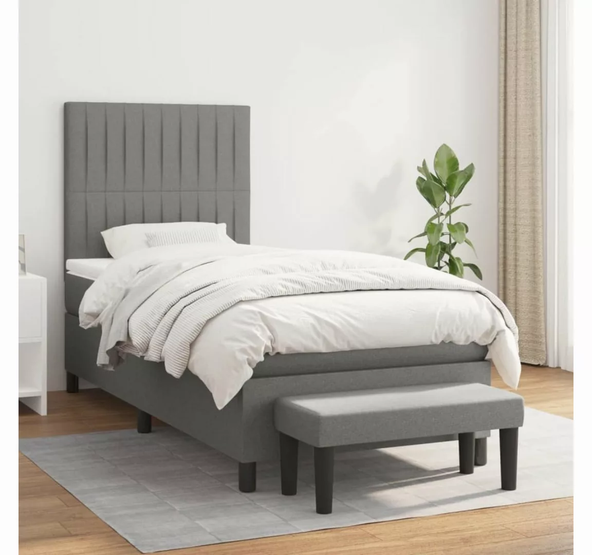 furnicato Bett Boxspringbett mit Matratze Dunkelgrau 100x200 cm Stoff günstig online kaufen