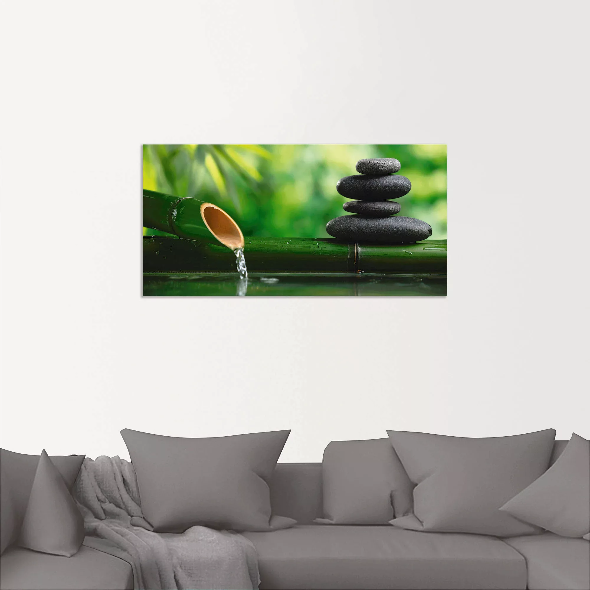 Artland Wandbild "Bambusbrunnen und Zen-Stein", Zen, (1 St.), als Alubild, günstig online kaufen