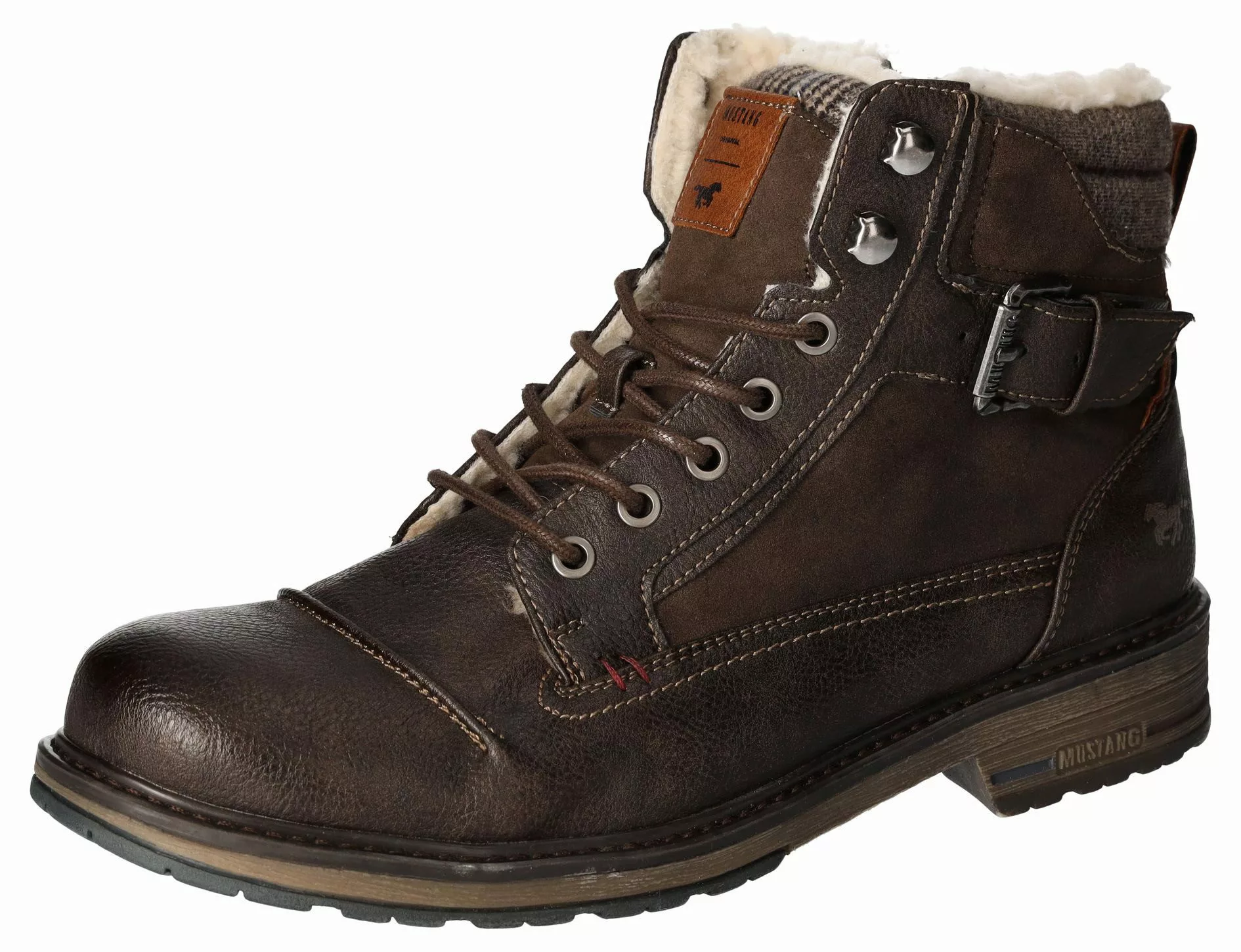 Mustang Shoes Winterboots, Blockabsatz, Winterstiefelette, Schnürboots günstig online kaufen