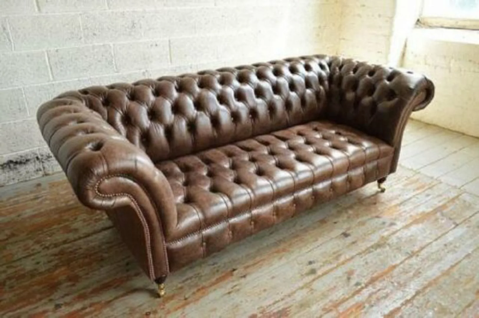 JVmoebel 3-Sitzer Sofa Couch Polster 3 Sitzer Rollen Chesterfield 100% Lede günstig online kaufen