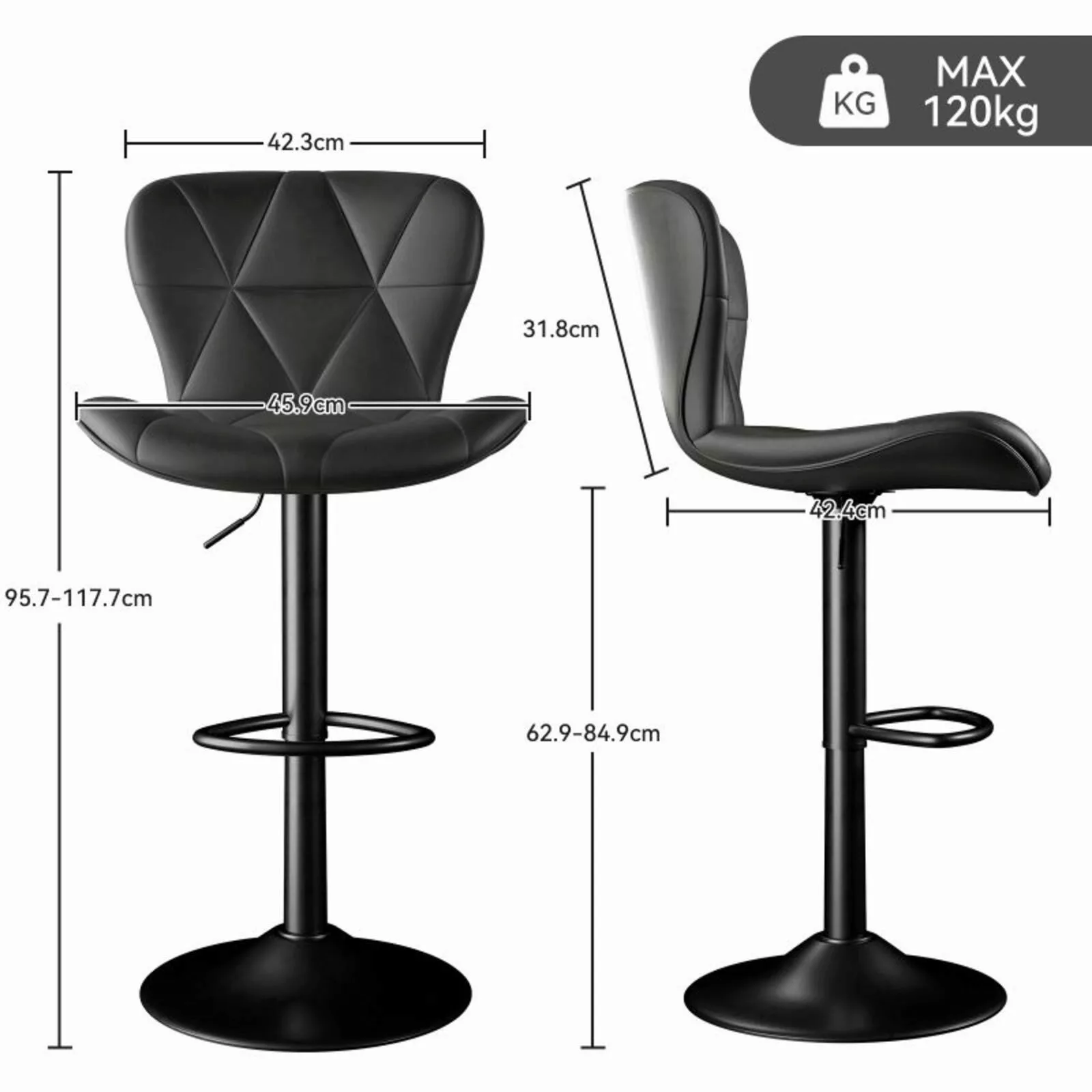 HawthyHome Barhocker Barstuhl, Höhenverstellbar mit Rückenlehne, günstig online kaufen