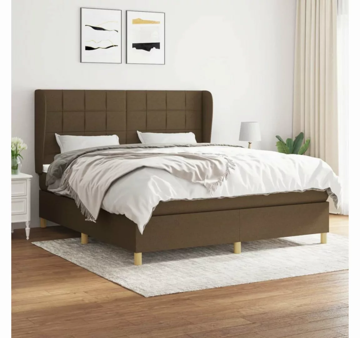 vidaXL Boxspringbett Boxspringbett mit Matratze Dunkelbraun 160x200 cm Stof günstig online kaufen