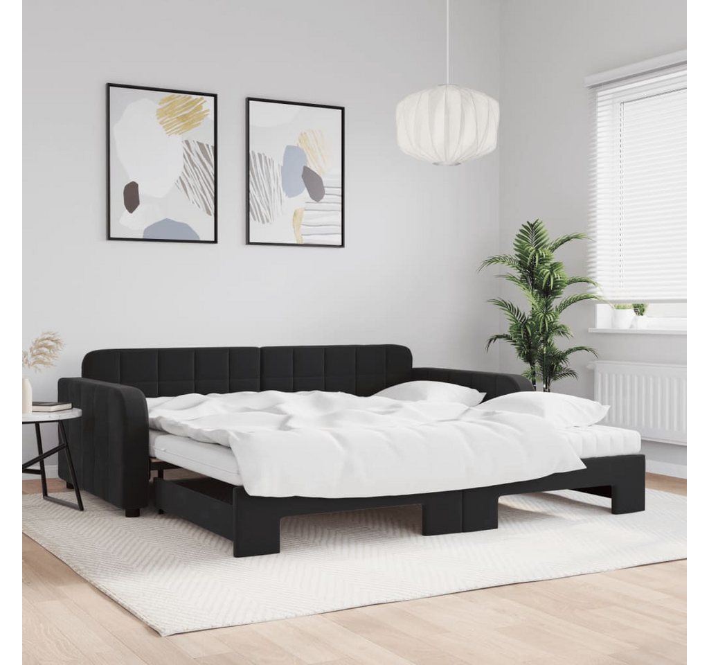 vidaXL Gästebett Gästebett Tagesbett Ausziehbar mit Matratzen Schwarz 100x2 günstig online kaufen