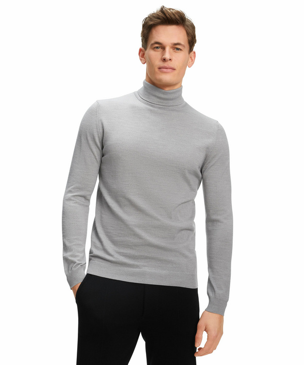 FALKE Herren Pullover Rollkragen, S, Grau, Uni, Wolle, 60914-340002 günstig online kaufen