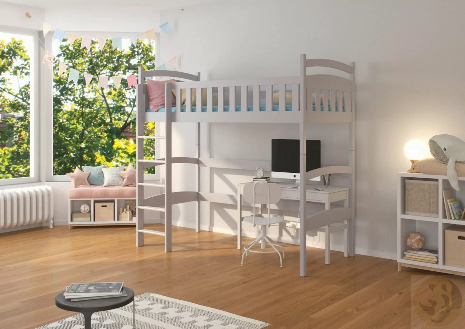Friderik-EU Hochbett MIAGO Einzelbett Etagenbett für Kinder mit Matratze günstig online kaufen