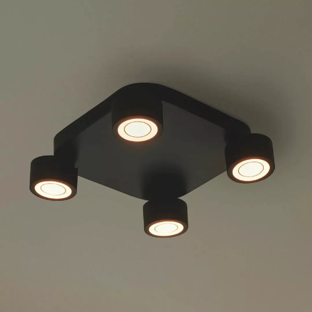 LED Deckenleuchte Clyde 4-Spot in Schwarz 4x 3,5W günstig online kaufen