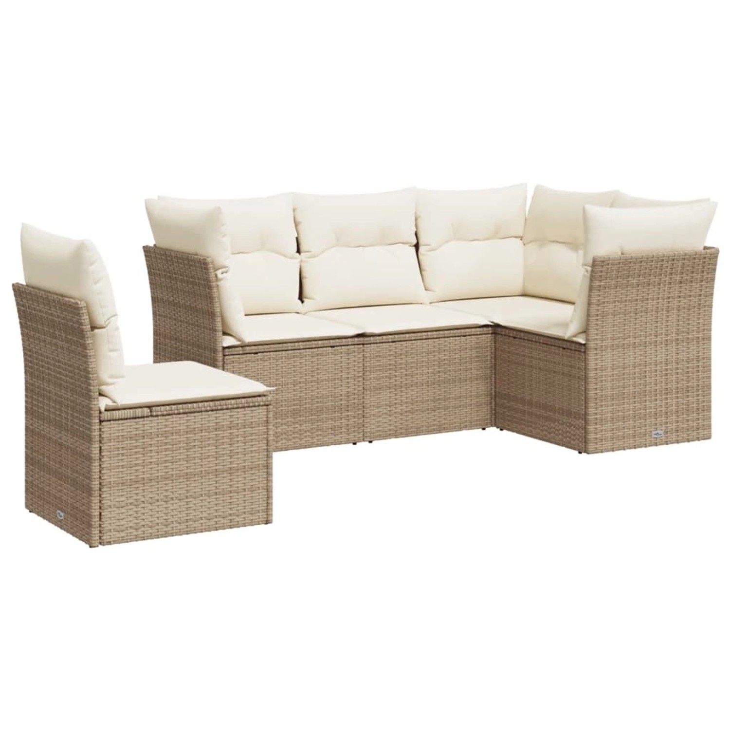 vidaXL 5-Tlg Garten-Sofagarnitur mit Kissen Beige Poly Rattan 3217638 günstig online kaufen