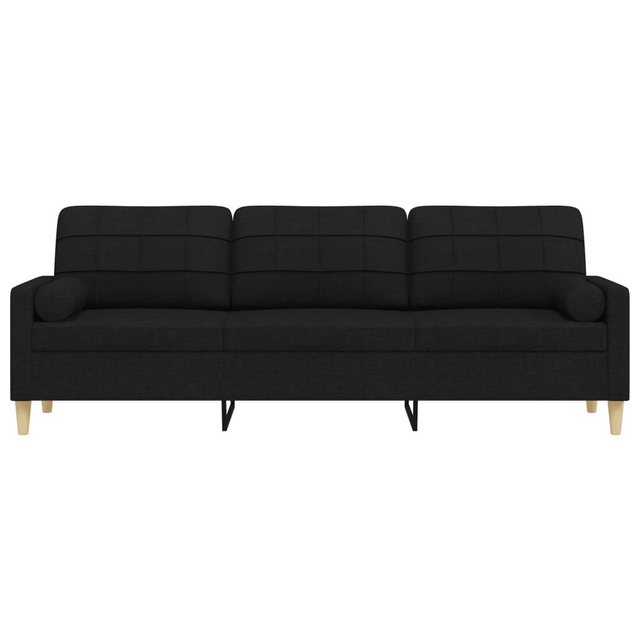 vidaXL Sofa Sofa 3-Sitzer mit Zierkissen Schwarz 210 cm Stoff günstig online kaufen