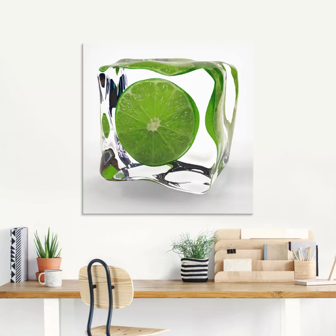 Artland Glasbild "Limette im Eiswürfel", Lebensmittel, (1 St.), in verschie günstig online kaufen