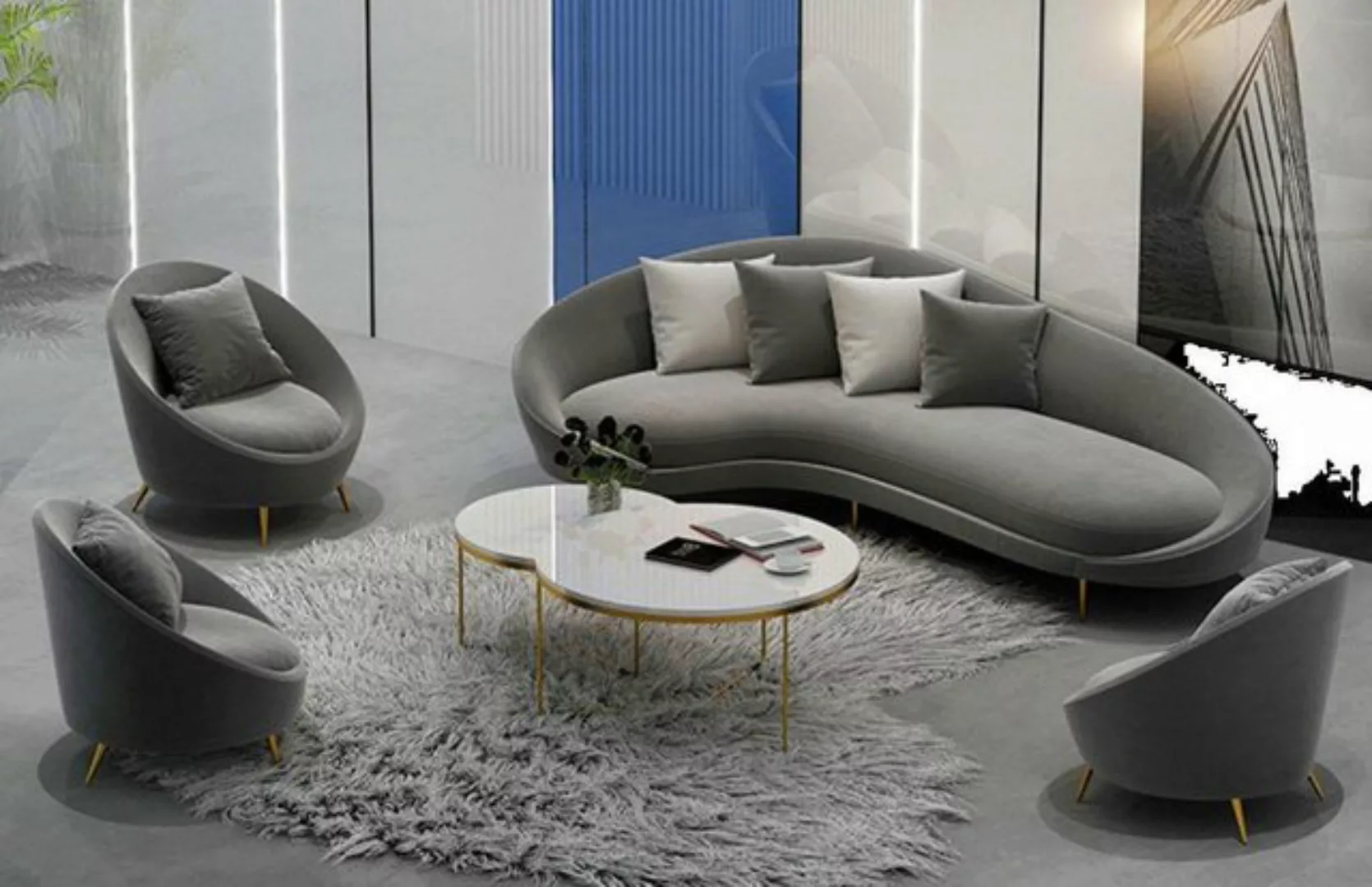 Xlmoebel Ecksofa Sofa in L-Form mit Samtbezug für Wohnlandschaft und entspa günstig online kaufen