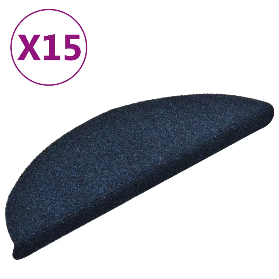 Selbstklebende Treppenmatten 15 Stk. Navy 56x17x3cm Nadelvlies günstig online kaufen