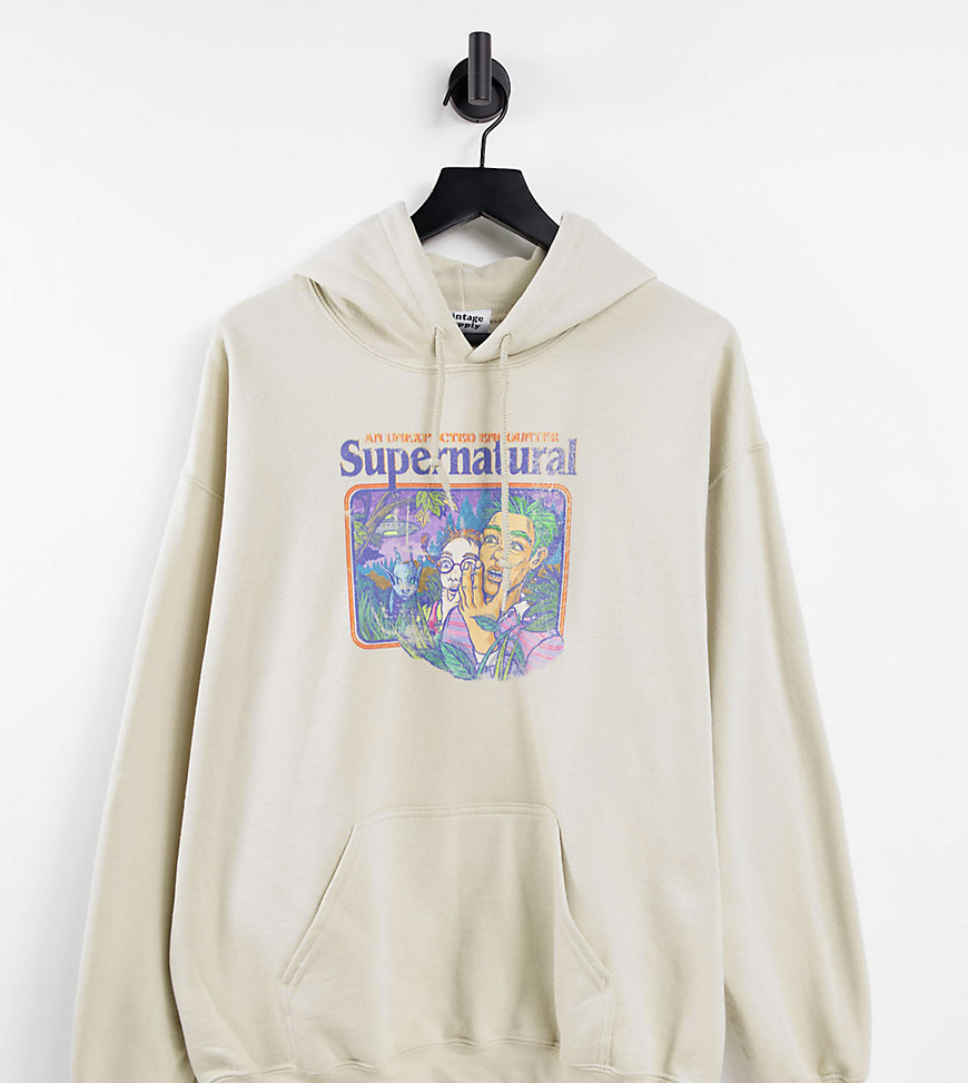 Vintage Supply – Supernatural – Kapuzenpullover in Beige-Neutral günstig online kaufen