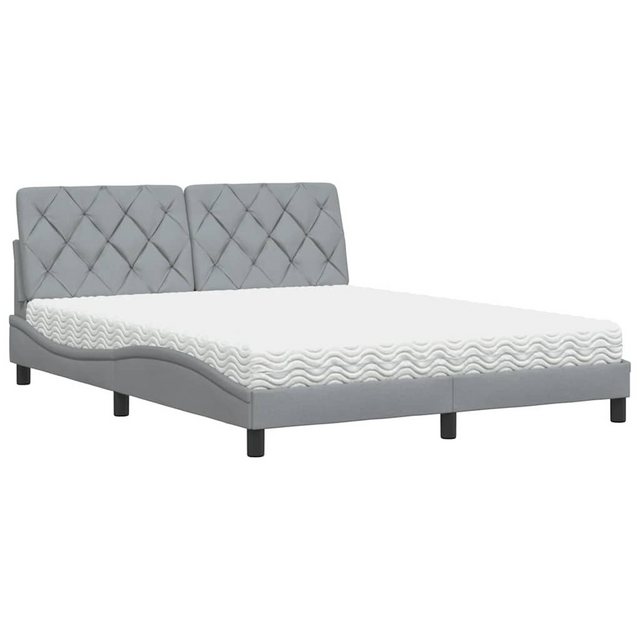 vidaXL Bett Bett mit Matratze Hellgrau 160x200 cm Stoff günstig online kaufen