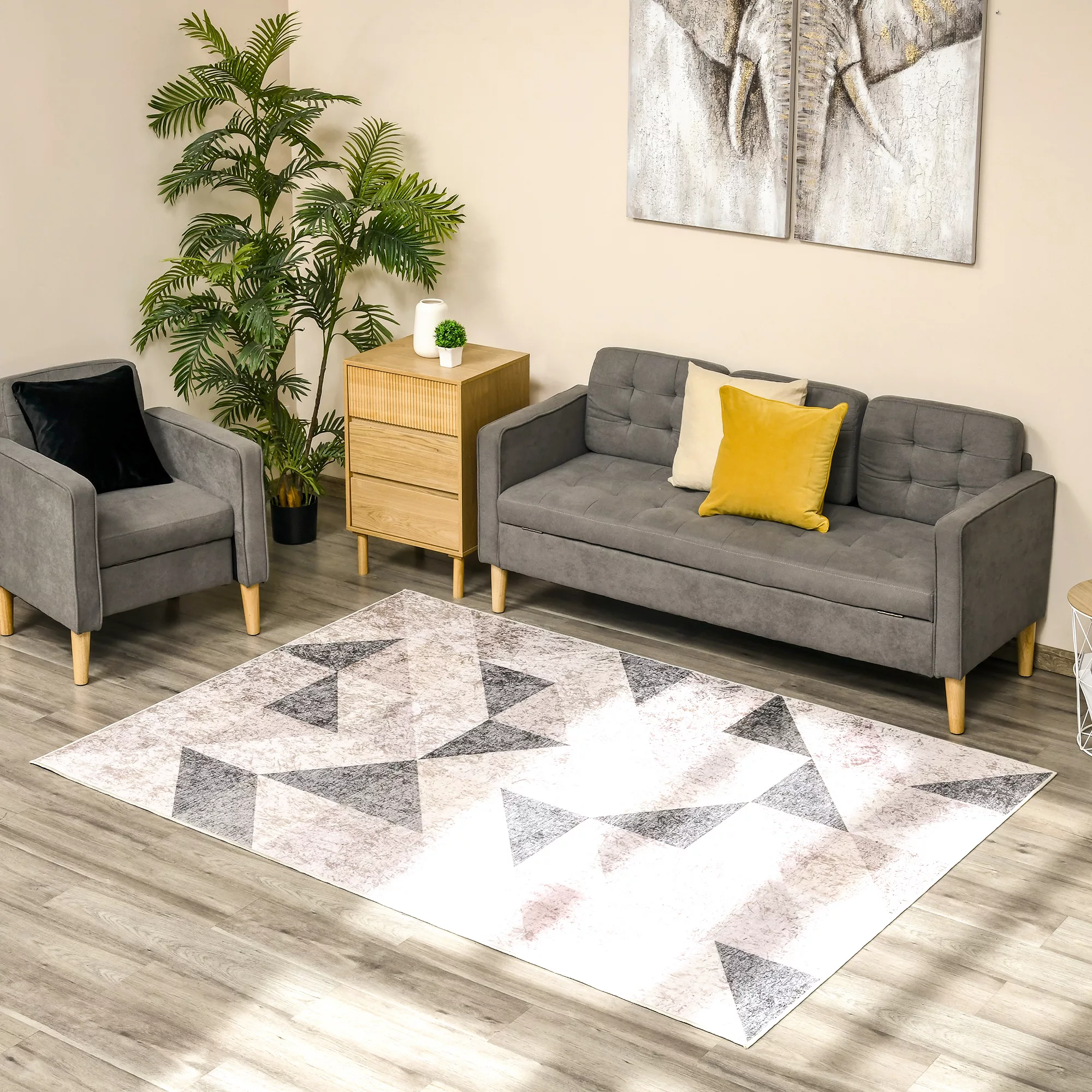 HOMCOM Moderner Teppich 230 x 160 cm  Trenddesign mit geometrischen Formen, günstig online kaufen