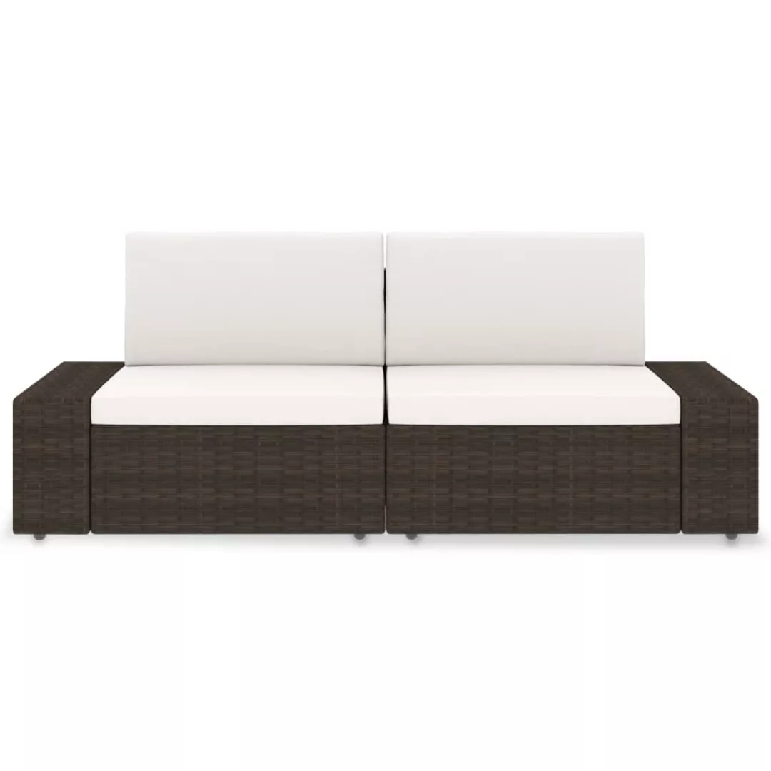 Modulares 2-sitzer-sofa Poly Rattan Braun günstig online kaufen